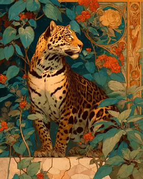 Classic Jaguar Pose Big Cats Art Print - 8"x10" Artwork