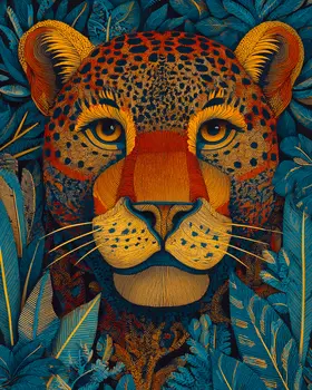 Stylized Jaguar Big Cats Art Print - 8"x10" Artwork
