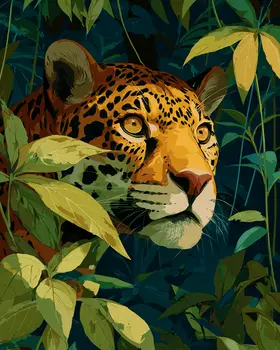 Jaguar In Bush Big Cats Art Print - 8"x10" Artwork