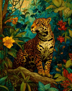 Jaguar Jungle Still-Life Big Cats Art Print - 8"x10" Artwork