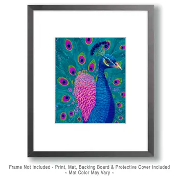 Impressionist Portrait - Peacock Peahen Peafowl Art Print - 8"x10" Artwork