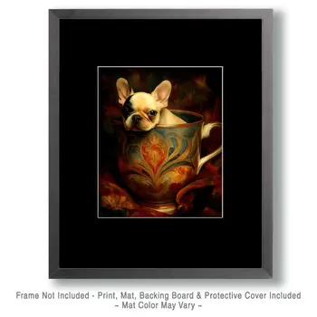 French Bulldog Puppy - Pup in a Cup - Art Print - 8"x10" Artwork