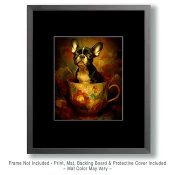 Cute French Bulldog Puppy - Pup in a Cup - Art Print - 8"x10" Artwork