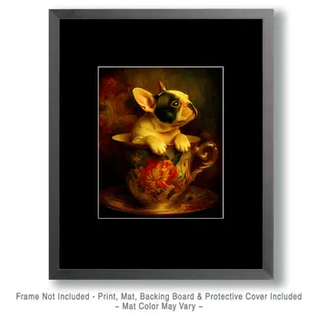 Sweet French Bulldog Puppy - Pup in a Cup - Art Print - 8"x10" Artwork