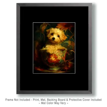 Havanese Puppy- Pup in a Cup - Art Print - 8"x10" Artwork