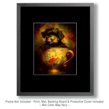 Cute Havanese Puppy - Pup in a Cup - Art Print - 8"x10" Artwork