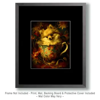 Pomeranian Puppy - Pup in a Cup - Art Print - 8"x10" Artwork