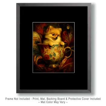 Sweet Pomeranian Puppy - Pup in a Cup - Art Print - 8"x10" Artwork