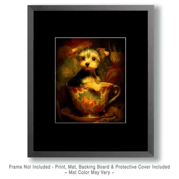 Yorkshire Terrier Puppy - Pup in a Cup - Art Print - 8"x10" Artwork