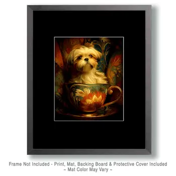 Cute Shih Tzu Puppy - Pup in a Cup - Art Print - 8"x10" Artwork