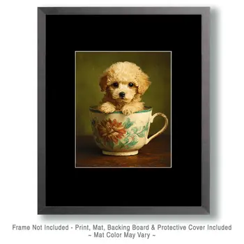 Lil Poodle Puppy - Pup in a Cup - Art Print - 8"x10" Artwork