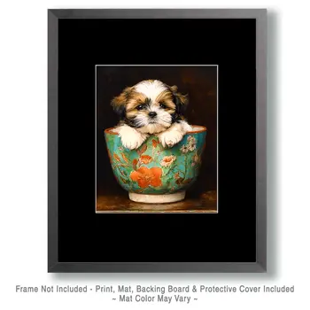 lil Shih Tzu Puppy - Pup in a Cup - Art Print - 8"x10" Artwork