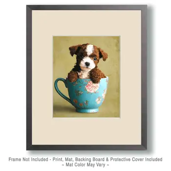 Mini Poodle Puppy - Pup in a Cup - Art Print - 8"x10" Artwork