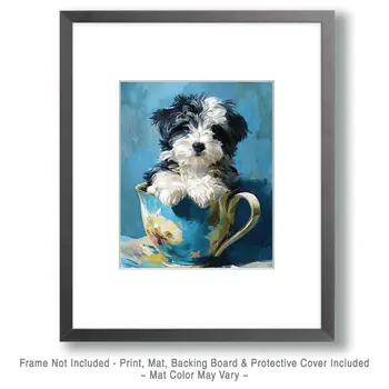 Tiny Poodle Puppy - Pup in a Cup - Art Print - 8"x10" Artwork
