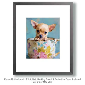 Lil Chihuahua Puppy - Pup in a Cup - Art Print - 8"x10" Artwork