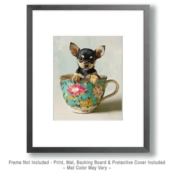 Mini Chihuahua Puppy - Pup in a Cup - Art Print - 8"x10" Artwork