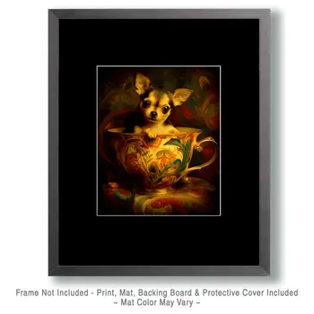Cute Chihuahua Puppy - Pup in a Cup - Art Print - 8"x10" Artwork