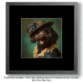 Portie Lady Portrait - Portuguese Water Dog Art Print - 8"x8" Artwork for 12"x12" Frame