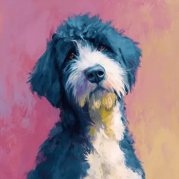 Portie Cutie - Portuguese Water Dog Art Print - 8"x8" Artwork for 12"x12" Frame