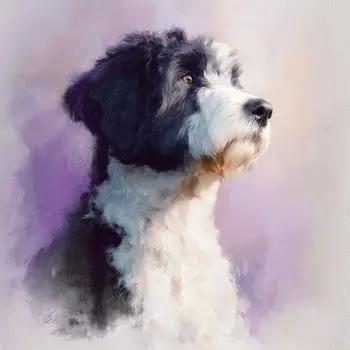 Dreamy Portie - Portuguese Water Dog Art Print - 8"x8" Artwork for 12"x12" Frame