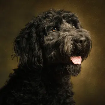 Portie Portrait - Portuguese Water Dog Art Print - 8"x8" Artwork for 12"x12" Frame