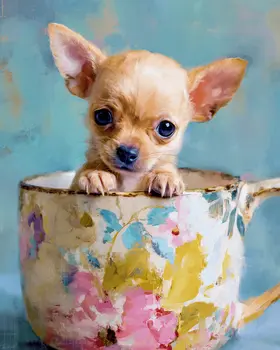 Lil Chihuahua Puppy - Pup in a Cup - Art Print - 8"x10" Artwork