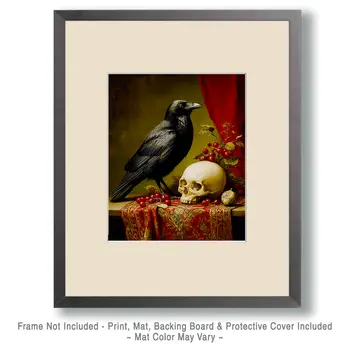 Raven & Skull Still-Life Art Print - 8"x10" Artwork