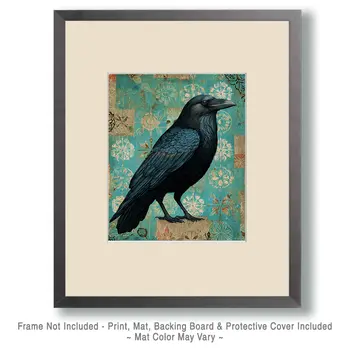 Old Folk Art Raven Art Print - 8"x10" Artwork