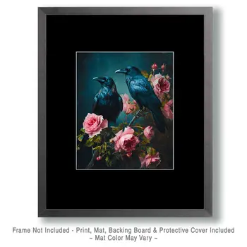 Ravens & Roses Still-Life Art Print - 8"x10" Artwork