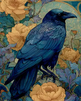Old Nouveau Raven Art Print - 8"x10" Artwork