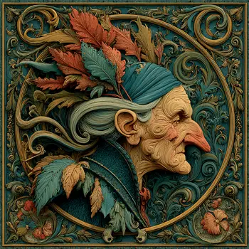 Old Crone Wholesale Woodcut Style Art Print - 8"x8" Artwork for 12"x12" Frame