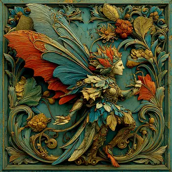 Fairy Queen Wholesale Woodcut Style Art Print - 8"x8" Artwork for 12"x12" Frame