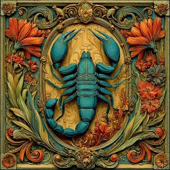 Scorpion Wholesale Woodcut Style Art Print - 8"x8" Artwork for 12"x12" Frame