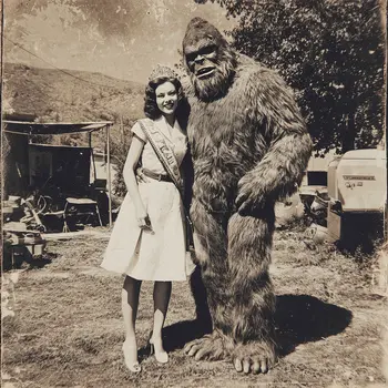 Beauty and the Bigfoot Art Print - 8"x8" Artwork for 12"x12" Frame