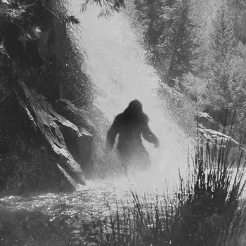 Bigfoot Under Waterfall Art Print - 8"x8" Artwork for 12"x12" Frame