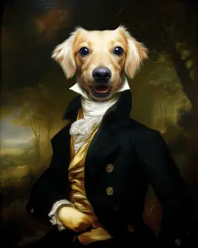 Duke Dobbin the Dachsund - Animals in Historic Clothing Art Print, 8"x10" Artwork