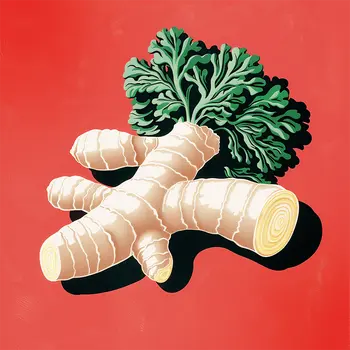 Ginger Root 8”x8” Herbs and Spices, Culinary Art Print Collection