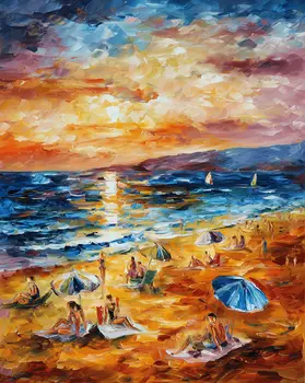 Impressionism Beach at Sunset art print: Impressionism 8”x10” for 11"x14" Frame