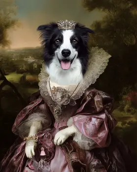 Ladyship Laura the Border Collie - Animals in Historic Clothing Art Print, 8"x10" Artwork