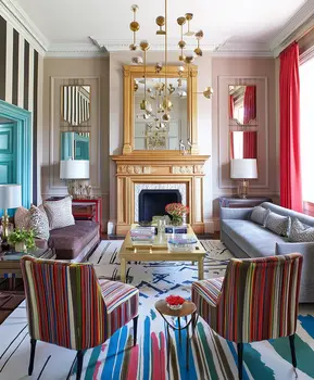 Maximalist Striped Sitting Room Art Print: Too Much is Never Enough