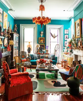Maximalist Turquoise Salon Art Print: Too Much is Never Enough