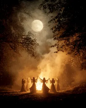 Wiccan Power Halloween Art Print - 8"x10" Artwork