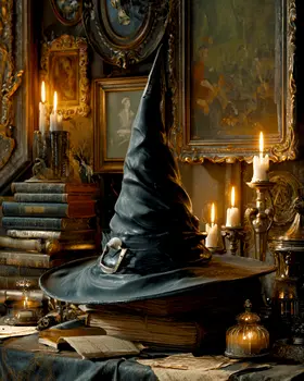 Witch's Hat in Study Halloween Art Print - 8"x10" Artwork