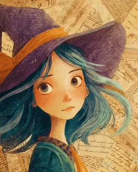 Penelope the Witch Halloween Art Print - 8"x10" Artwork