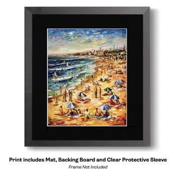 Impressionism Couple Walking on Beach at Sunset Art Print: Impressionism 8”x10” for 11"x14" Frame