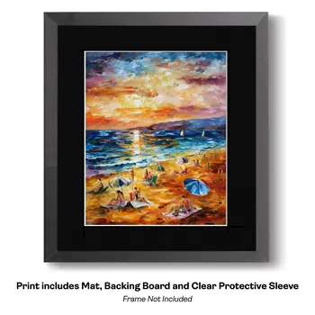 Impressionism Beach at Sunset art print: Impressionism 8”x10” for 11"x14" Frame