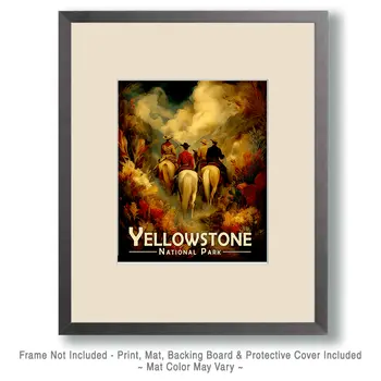 Cowboys on the Trail Yellowstone National Park Souvenir Art Print - 8"x10" Artwork