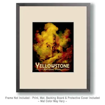 American Cowboy Yellowstone National Park Souvenir Art Print - 8"x10" Artwork