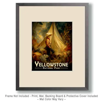 Young Cowboy Yellowstone National Park Souvenir Art Print - 8"x10" Artwork