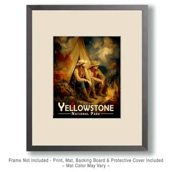 Cowboy Camp Yellowstone National Park Souvenir Art Print - 8"x10" Artwork